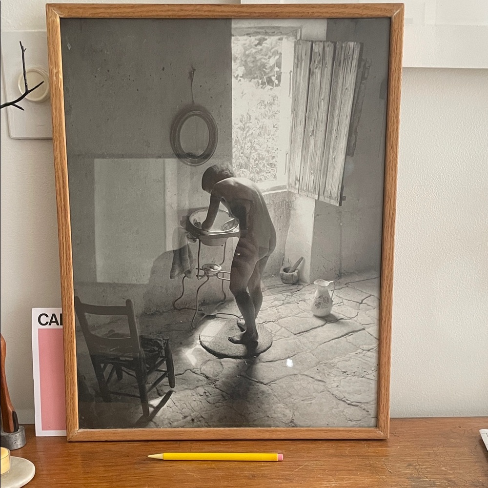 Womon bathing in South of France. From the 50’s or 40’s. Framed B & W Photo